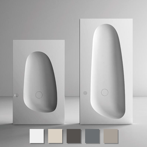 Bañera Independiente de Superficie Sólida de Piedra Artificial Blanca, Forma de Diamante, Ecológica, 1.6 m, con Drenaje para Masajes, para Apartamento - Product Image 6