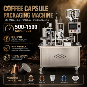 เครื่องบรรจุแคปซูลกาแฟแบบโรตารี่ อัตโนมัติ สำหรับ K-Cup และ Nespresso พร้อมระบบปิดผนึก ขนาดกะทัดรัด เหมาะสำหรับผลิตภัณฑ์ขนาดเล็ก - Product Image 1