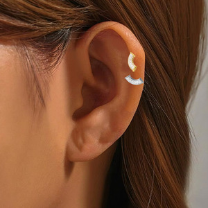 <b>Titanium</b> Moon <b>Stud</b> Earrings F136 ASTM Women's Daily Wear Jewelry - Product Image 2