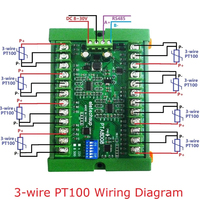 Modul Akuisisi Sensor Suhu PTA8D08 8CH RS485 PT100 RTD RS485 Modbus Rep NTC K Thermocouple 8-30V -40~500 Celcius