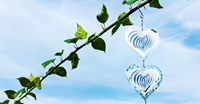 Carillon éolien 3D en métal argent inoxydable Steal Wind Spinner Sparkly Wind Spinner dissuasif pour effrayer les oiseaux loin de la ferme de cour
