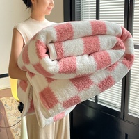 Plaid Sherpa Géométrique Épais Double Face en Polaire Douce Anti-Peluchage Écologique Minimaliste Moderne pour Canapé Automne Hiver