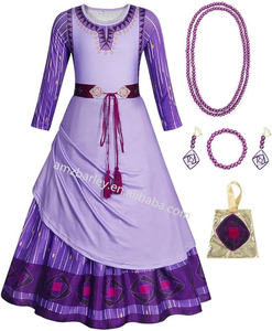 Disfraces de TV y películas Disfraz de princesa Asha para niñas Cosplay Vestido púrpura Niños Halloween Fiesta de Navidad Trajes de <span class=keywords><strong>cumpleaños</strong></span> - Product Image 5