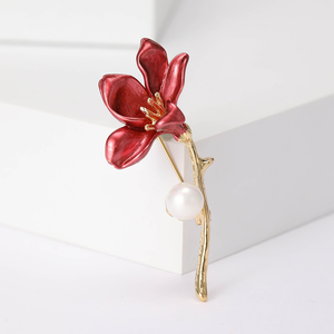 Broches de Joyería Elegantes para Mujer, Accesorios para Vestidos, Broches de Perlas, Broches de Flores Azules y Rosas Esmaltados en Oro - Product Image 5