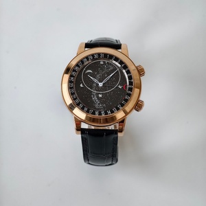 Montre mécanique de luxe de qualité supérieure 44 mm, mouvement ETA 240 de l'usine PPF, série 6102, or rose, phase de lune ciel étoilé - Product Image 1