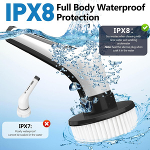 9 in 1 Multifunctional IPX7 Handheld <b>Electric</b> Cleaning Brush Retractable Spin <b>Scrubber</b> Black <b>Electric</b> Cleaning Brush - Product Image 4