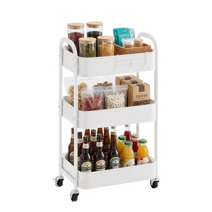 Modern Multi-Layer Metal <b>Storage</b> <b>Rack</b> <b>for</b> <b>Kitchen</b> Household Floor-standing Mobile Snack <b>Rack</b> <b>for</b> Living Room Bathroom - Product Image 1