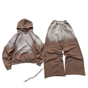 Sweat à capuche en molleton tricoté 100 % coton pour homme, style hip-hop, respirant, hiver, 400g, avec impression en relief en caoutchouc - Product Image 4