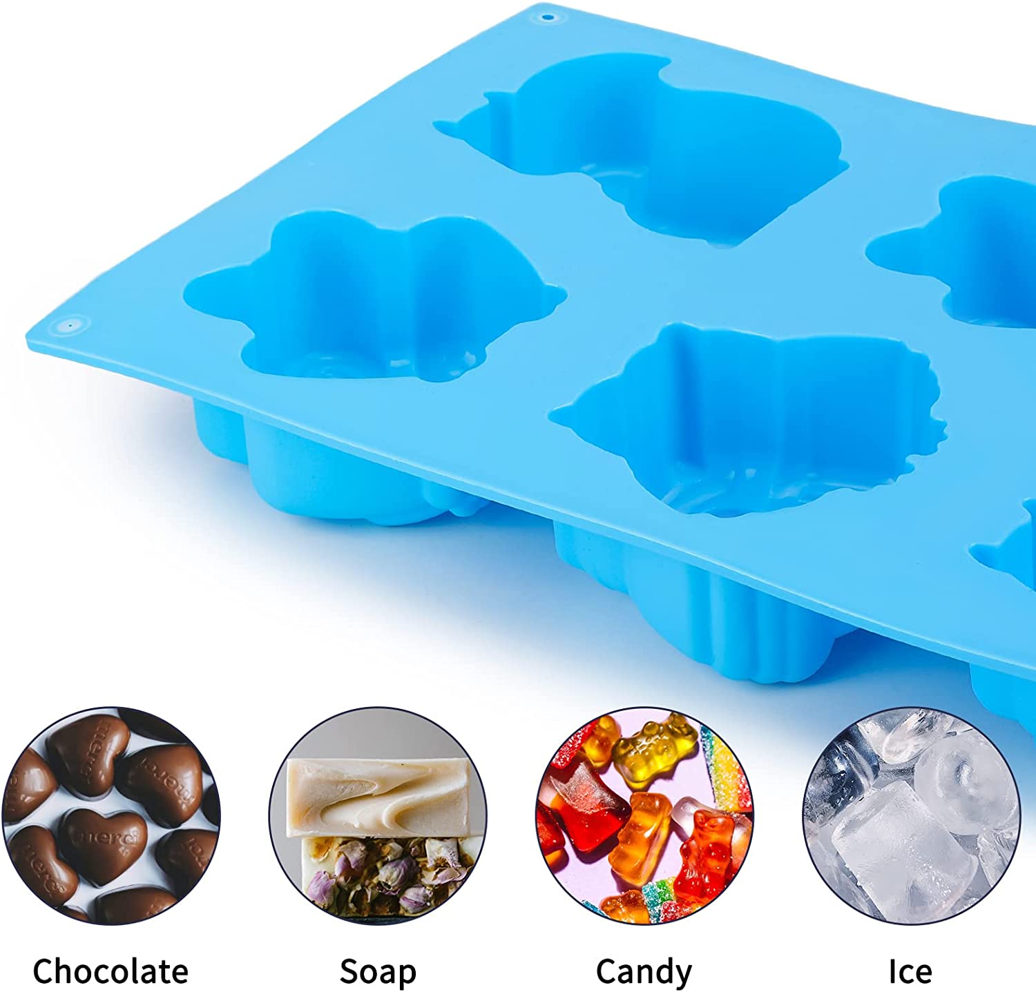 Lions Bears hippo Animal Soap Molds,Large Jello 3D Silicone Mat Chocolate Cake Fondant Candy mould