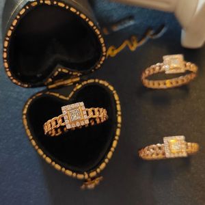 Anillo de Diamantes Cuadrado Princesa de Oro de 18K Xinfly, 0.2ct, Incrustaciones Modernas con Estilo Clásico para Boda o Fiesta - Product Image 5