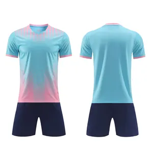 Set di magliette da calcio blu e gialle con Logo personalizzato con stampa retrò maglia divisa da calcio ad asciugatura rapida uniforme da calcio