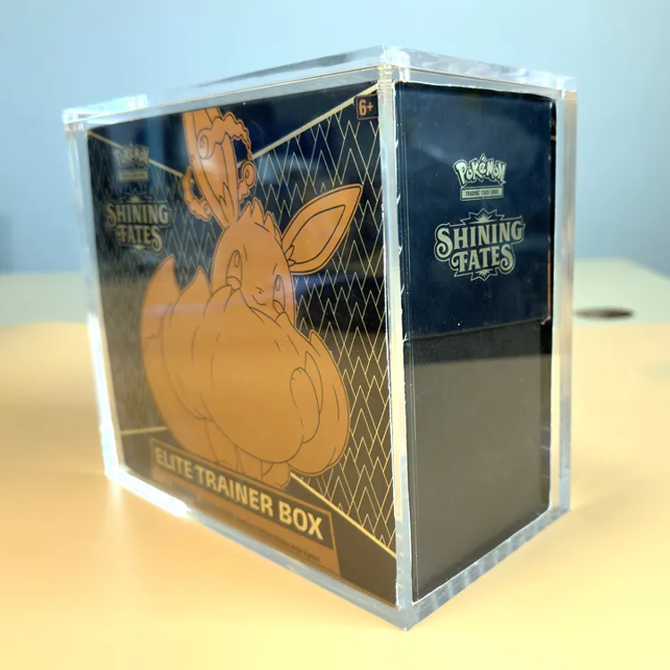 SHP Großhandel transparente Acryl Pokemon ETB Pokemon Karten Elite Trainer Box UV Protector Vitrine