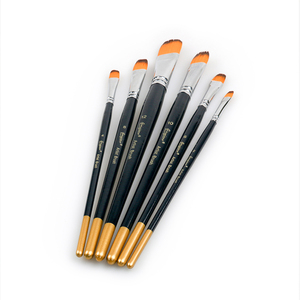 Juego de 6 Pinceles <span class=keywords><strong>Giorgione</strong></span>, Forma de Filbert, Virola de Cobre, Mango de Madera Azul Oscuro, Punta Dorada de Nailon para Acuarela y Óleo - Product Image 2