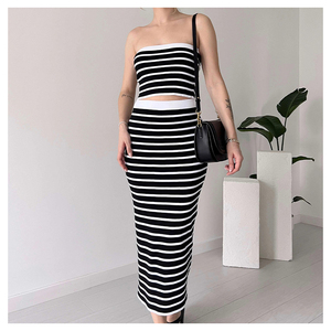 <span class=keywords><strong>Abito</strong></span> da donna senza maniche <span class=keywords><strong>in</strong></span> <span class=keywords><strong>maglia</strong></span> a righe con <span class=keywords><strong>spalle</strong></span> <span class=keywords><strong>scoperte</strong></span> <span class=keywords><strong>abito</strong></span> lungo <span class=keywords><strong>in</strong></span> <span class=keywords><strong>maglia</strong></span> da donna - Product Image 6