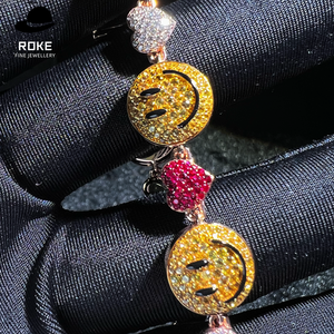 핫세일 맞춤형 스마일 하트 펜던트 목걸이 - IGI 인증 라운드 다이아몬드 컷, 9-18k 골드 힙합 반짝이는 주얼리 - Product Image 3