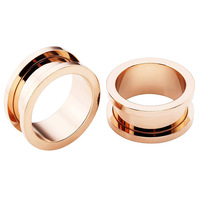 Tunnel de chair en acier inoxydable plaqué or, bouchon à vis, bouchons d'oreille, boucles d'oreilles percées étanches pour hommes, vente en gros