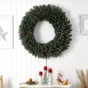 Wholesale Customized Factory Price PVC Eco-Friendly <b>Fire</b>-<b>proof</b> 60cm Artificial Christmas Wreath Commercial Indoor Decoration - Product Image 4