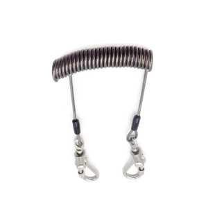 Custom Adjustable Coil Spring Cord Safety Lanyard Flexible Safety Spring Coil Tool Short Lanyard with Snap Hook, Carabiner