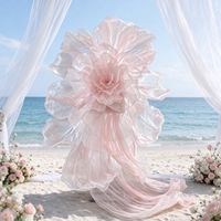 Bunga Organza Pink Raksasa Y-090 dengan Ekor Panjang untuk Dekorasi Latar Belakang Pernikahan, Pintu Masuk Upacara & Photo Booth