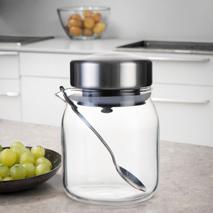 Cao Cấp Borosilicate Thủy Tinh Đường Sữa <span class=keywords><strong>Jar</strong></span> Với Sealable Spout Nắp Thép Không Gỉ Bao Gồm Muỗng Cho Bàn Cà Phê Trang Trí Nội Thất - Product Image 5