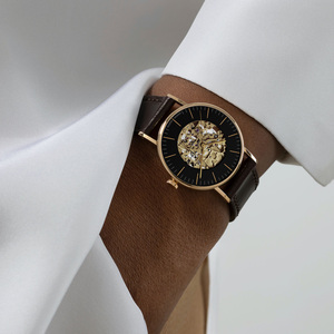 Montre-bracelet mécanique automatique de luxe pour homme Hannah <span class=keywords><strong>Martin</strong></span> HM-1811 en cuir, évidée, étanche, en acier inoxydable, vente en gros - Product Image 2