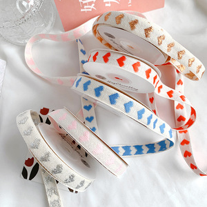 Nastro di cotone ecologico personalizzato cuore e <span class=keywords><strong>amore</strong></span> in cotone jacquard nastro rosso cuore - Product Image 2