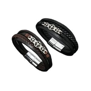 Bracelet en cuir unisexe, idée cadeau de fête des pères, fermoir en acier inoxydable - Product Image 2