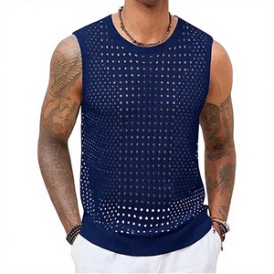 High Quality Summer Sleeveless Solid Casual Regular Fit <b>Fishnet</b> Mesh Sheer Sexy Party Clubwear T-Shirt Wholesale Breathable - Product Image 3
