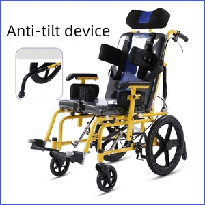 Silla de ruedas reclinable Manual con respaldo alto para niños y adultos con parálisis cerebral plegable para rehabilitación cuidado de discapacitados - Product Image 3