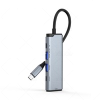 Hub USB Type C 7-en-1 personnalisé vers USB 3.0, station d'accueil double haute vitesse, adaptateur de charge en ABS pour iPad, MacBook, PC