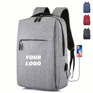 Sac à dos personnalisé avec logo pour hommes d'affaires, sac à dos de voyage pour étudiants, sac à dos en polyester imperméable avec port USB, sac à dos pour ordinateur portable, sac à dos scolaire - Product Image 1