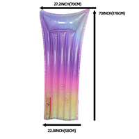 Matériel de loisirs aquatiques, lit flottant gonflable pour piscine, oreiller transparent à paillettes, 178 cm/70 pouces, PVC écologique