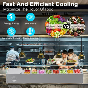 Mesa refrigerada comercial para ensaladas, ideal para tiendas de té con leche y restaurantes, para la preparación de ingredientes. - Product Image 6