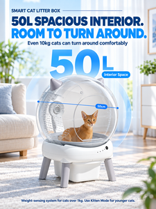 Caja de Arena Inteligente Automática <span class=keywords><strong>para</strong></span> Gatos con Control por APP, Eliminación de Olores, 10 Sensores de Seguridad y Autolimpieza <span class=keywords><strong>para</strong></span> Múltiples Gatos - Product Image 4