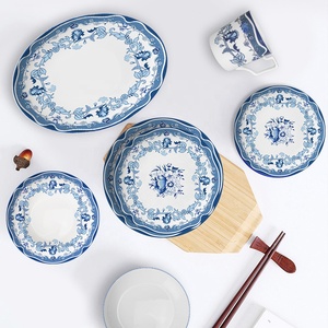 Vajilla de Porcelana China Azul y Blanca de 4 Piezas, Diseño de Flores Estilo <span class=keywords><strong>Chino</strong></span>, Diseño Personalizable, Vajilla de Lujo para Comida - Product Image 4