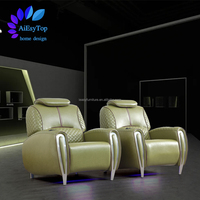 Fauteuil inclinable de cinéma maison de luxe VIP en acier inoxydable avec accoudoirs et massage, fauteuil de cinéma maison, fauteuil inclinable de cinéma maison