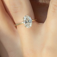 3CT Oval Kesim Dört Çatal Yüksek Yükseltilmiş Tektaş Laboratuvar Elması Nişan Yüzüğü 10K/14K/18K Som Altın VVS IGI Sertifikalı Özel CVD/HPHT