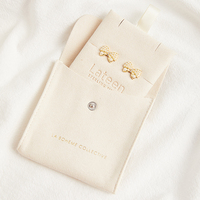Ensemble de pochettes pour bijoux en microfibre de daim beige, pochette pour carte de bijoux, avec logo personnalisé