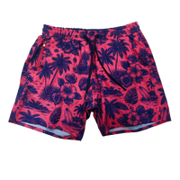 Shorts de plage pour hommes à imprimé palmier tropical, 93% coton, 7% élasthanne, séchage rapide, légers, taille élastique avec cordon de serrage