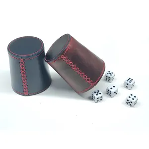 Shenzhen Factory Logo Customized Thick Genuine Leather Dice Shaker