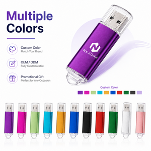 Pen Drive USB Flash <b>Memory</b> Stick Custom Logo Metallic Bulk Clear Cap Loop Wholesale Promotional <b>Gift</b> - Product Image 2