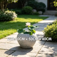 Pot Bunga Fiberglass Bulat Tahan UV, Tahan Air, Tahan Embun Beku, Dekorasi Luar Ruangan untuk Taman, Villa, Hotel