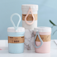 Tasse à soupe en fibre de bambou pour petit déjeuner de 300ml biodégradable de couleur personnalisée tasse à café au micro-ondes cuillère à bouillie classique pour l'école du dos