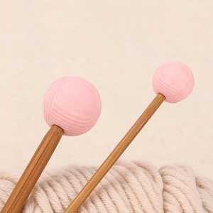 2PCS Haute Qualité Fil <span class=keywords><strong>Boule</strong></span> Forme Silicone <span class=keywords><strong>Aiguille</strong></span> à Tricoter Bouchon Top Point Protecteurs Aiguilles Fil Outils - Product Image 1