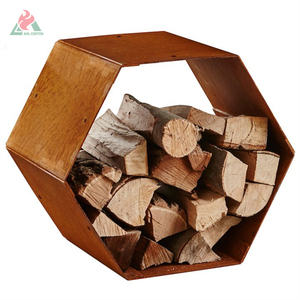 Estante de Almacenamiento de <span class=keywords><strong>Leña</strong></span> Hexagonal de Acero Corten, Leñero - Product Image 5