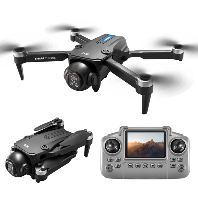D18 FPV Drone with Built in Screen Remote Control Brushless Motor with Altitude Hold One Key Takeoff Headless Mode HD Camera