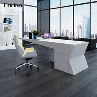 Meubles de bureau élégants de couleur blanche, bureaux de bureau en acrylique à surface solide