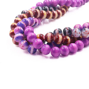 Cuentas de Vidrio Blancas de 10 mm con Base Blanca y Diseño de Salpicaduras, Cuentas Sueltas Mixtas de Color Rosa, Morado y Verde <span class=keywords><strong>para</strong></span> Hacer Pulseras y Joyería de Verano - Product Image 4