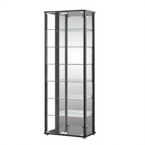 Vitrina Rectangular Negra de Vidrio con Estantes Etagere para Uso Comercial - Product Image 1