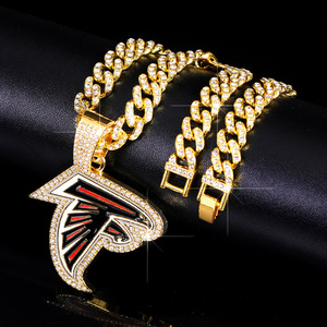 Collar de Cadena Cubana Unisex de Aleación Dorada y Plateada de Dos Tonos con Diseño de Cabeza de Halcón, Estilo Hip Hop Bling, para Niños, Personalizado, Campeón, Fútbol y Deportes - Product Image 2